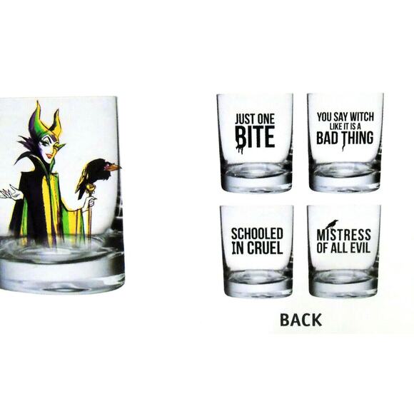 Disney Set (4) VILLAINS ROCKS GLASSES 10oz Cruella Maleficent Evil Queen Ursula! - Picture 7 of 7